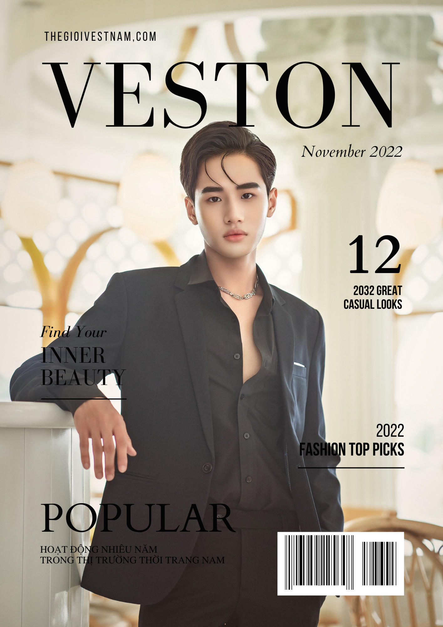 Vest nam màu coban phong cách Hàn Quốc